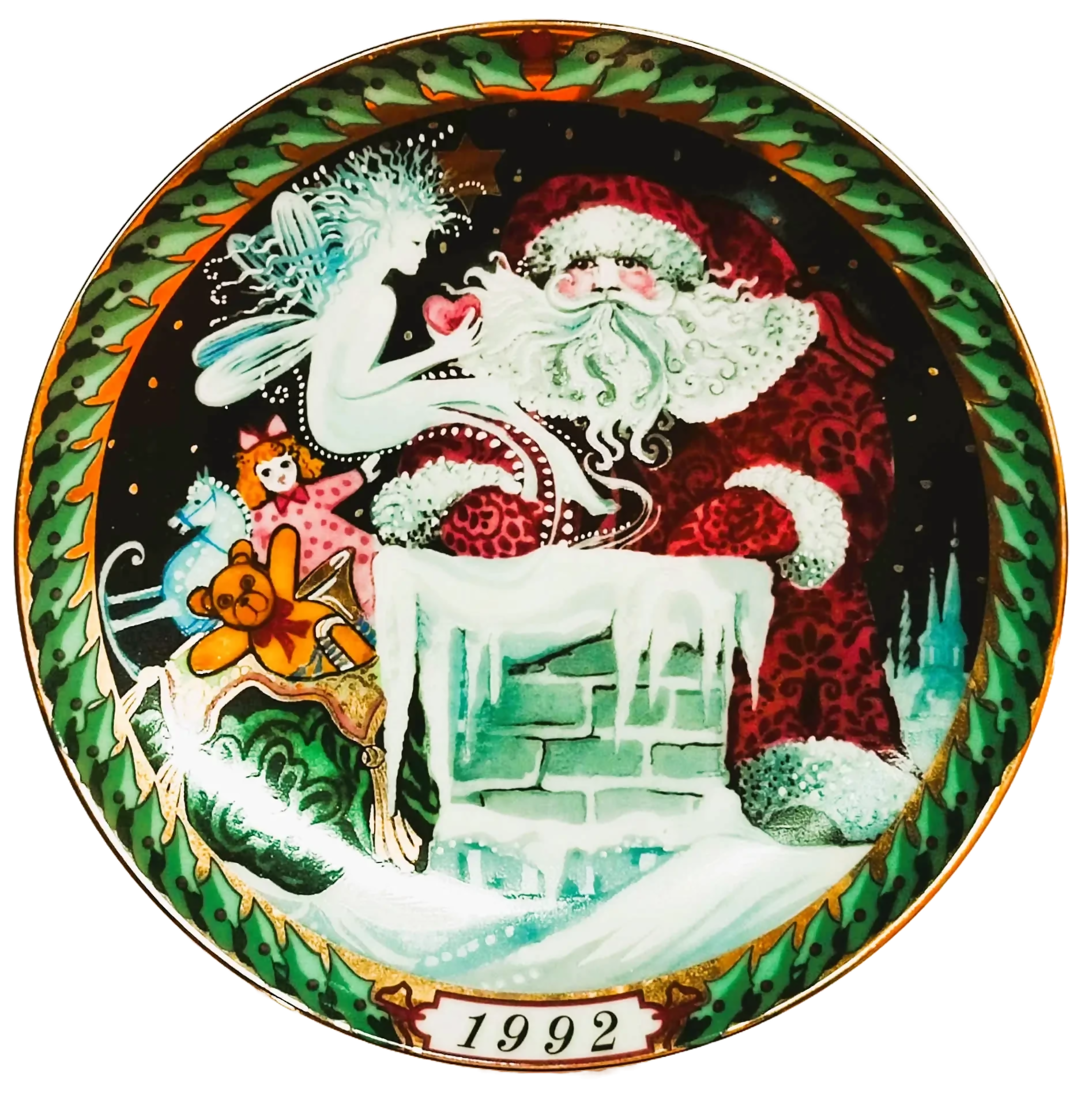 BG-SS-1992-piatto-santa-claus-babbo-natale-bing-grondahl-santa-on-the-roof-front